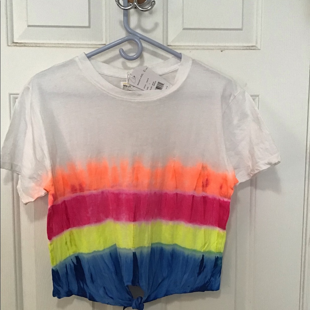 BLOOM + POP TYE DYE CROP TEE TOP NWT NEON LG
